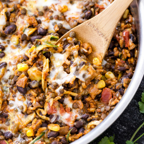 One Pot Cheesy Mexican Lentils with Black Beans and Rice - East Texas ...